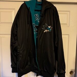 San Jose SJ Sharks Hockey Track Jacket Zip-Up Hoodie
